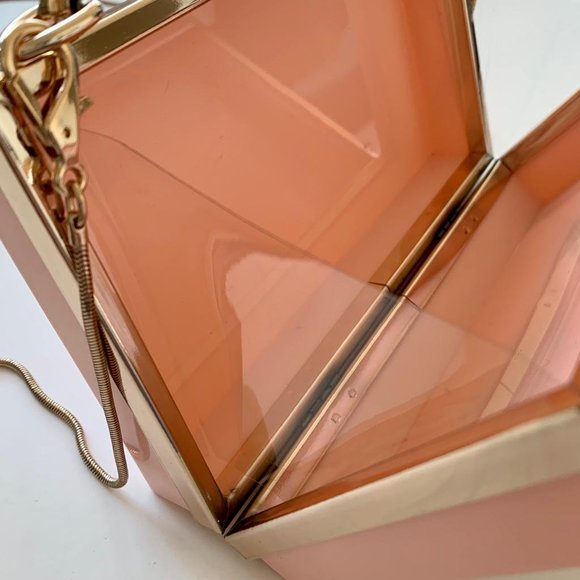 Rhinestones Acrylic Clutch with Rose Gold Crossbody Chain - Picture 7 of 11